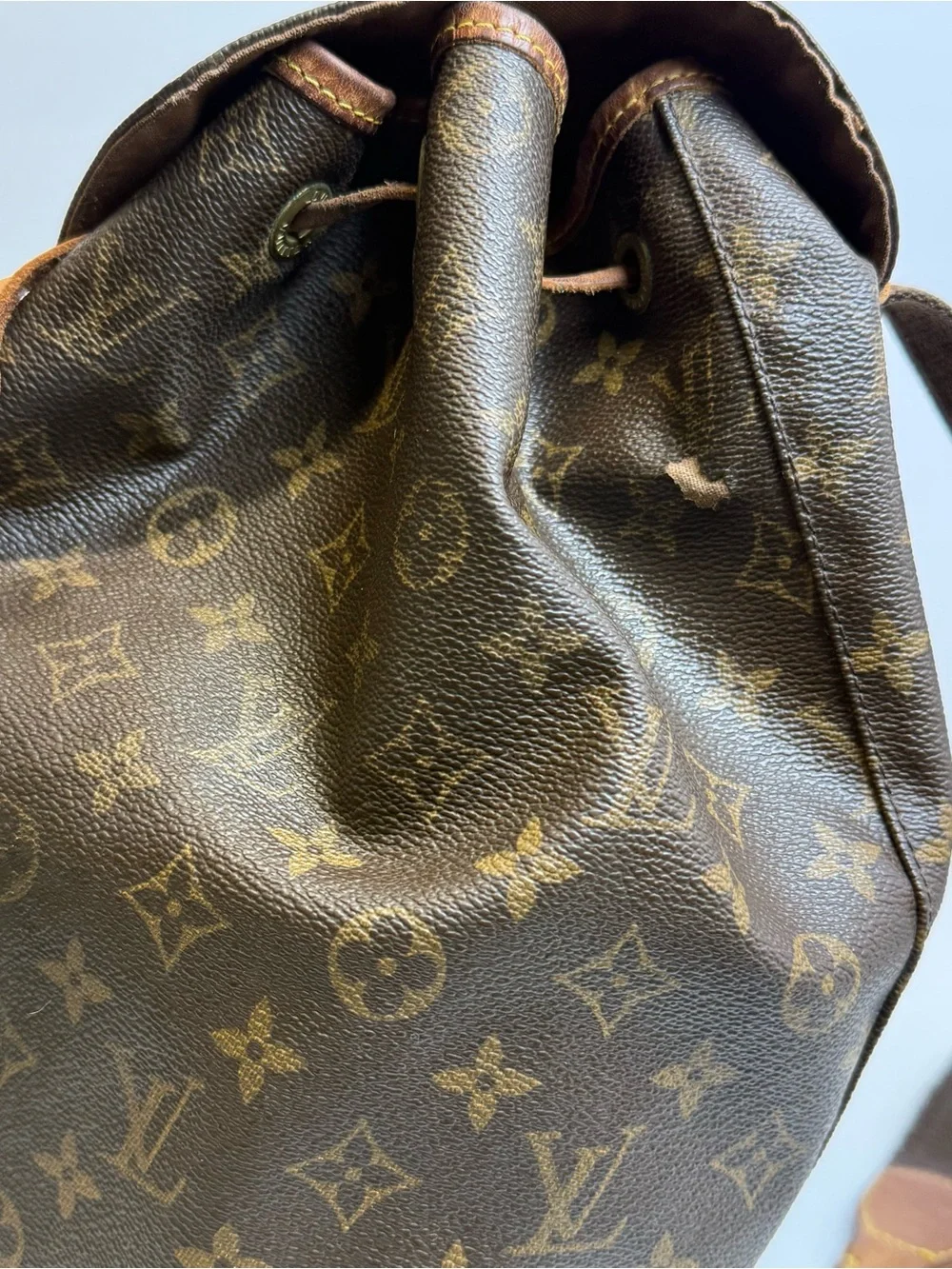 Louis Vuitton LV BackPack Bag Montsouris MM Brown Monogram Tan READ